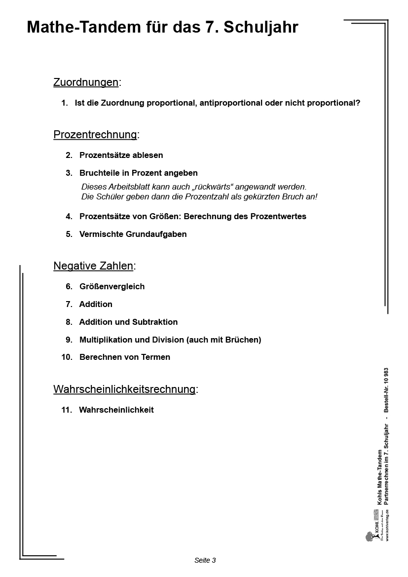 Kohls Mathe-Tandem / Klasse 7