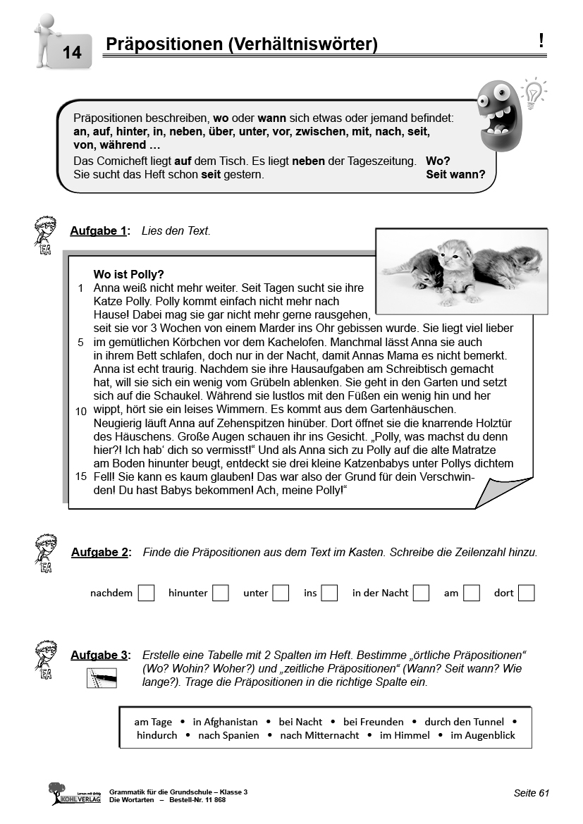 Grammatik für die Grundschule - Die Wortarten / Klasse 3