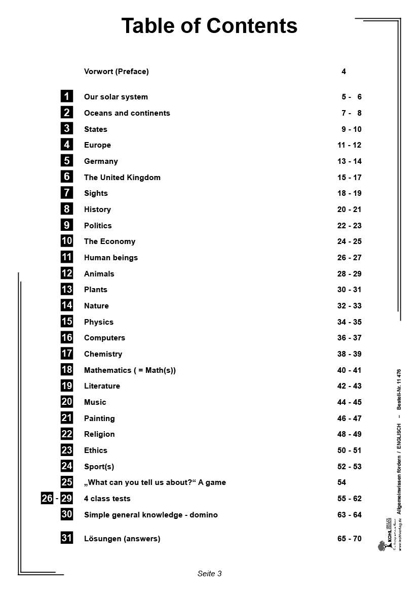 Allgemeinwissen fördern ENGLISCH