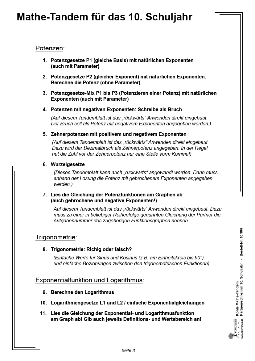 Kohls Mathe-Tandem / Klasse 10