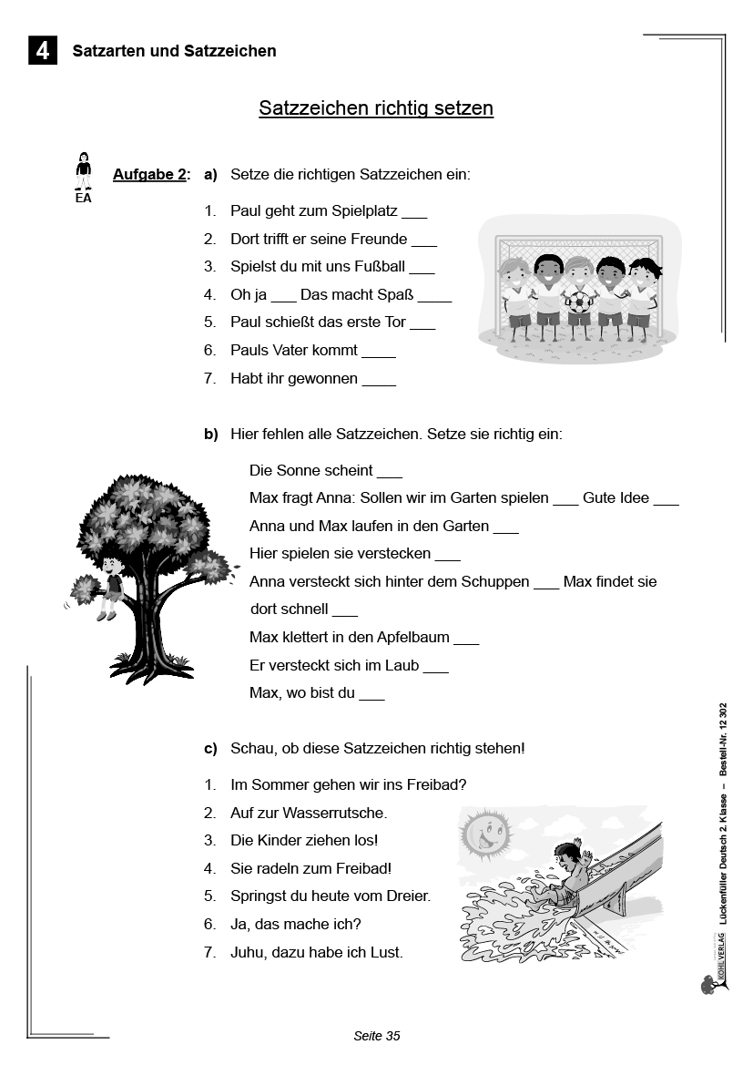 Lückenfüller Deutsch / Klasse 2