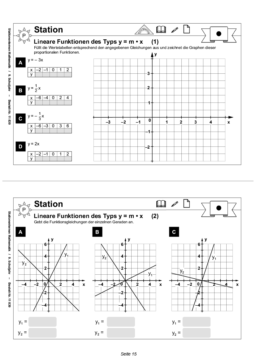 Stationenlernen Mathe / Klasse 9