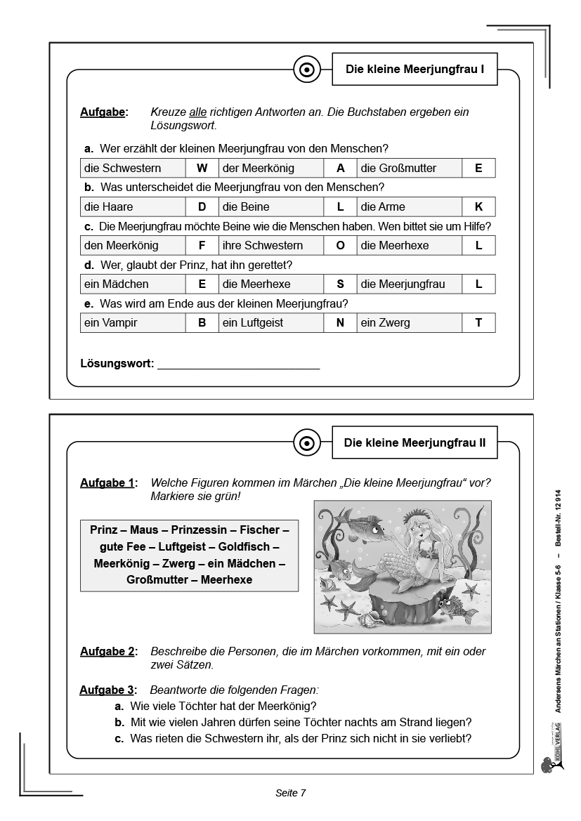 Andersens Märchen an Stationen / Klasse 5-6