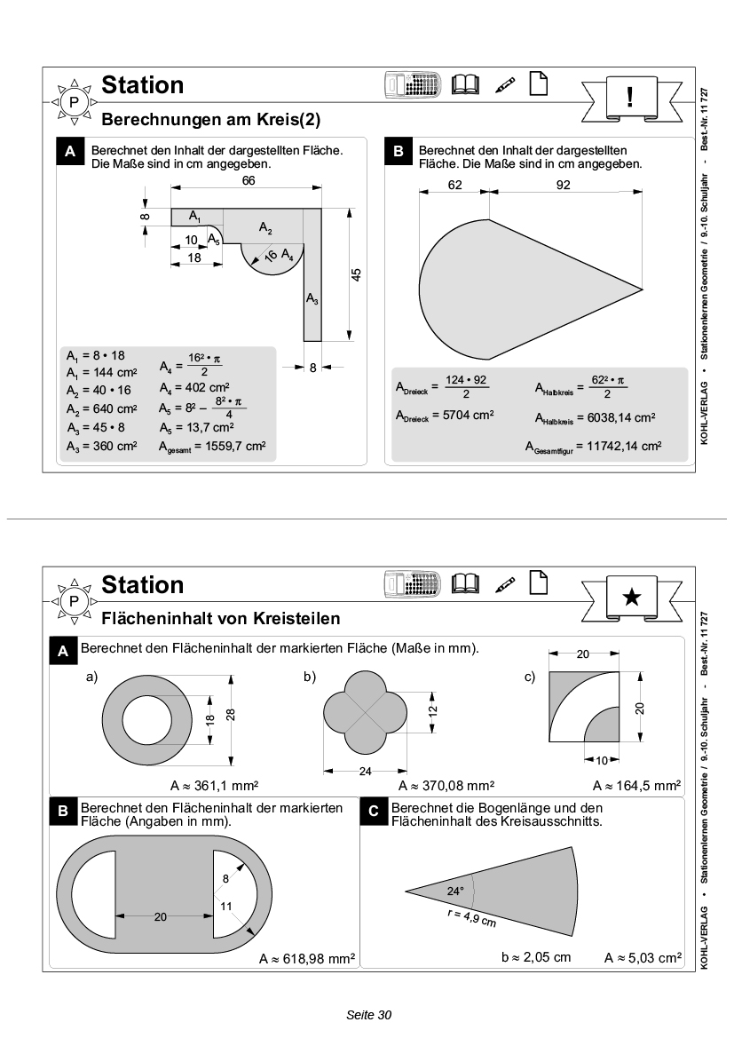 Stationenlernen Geometrie / Klasse 9-10