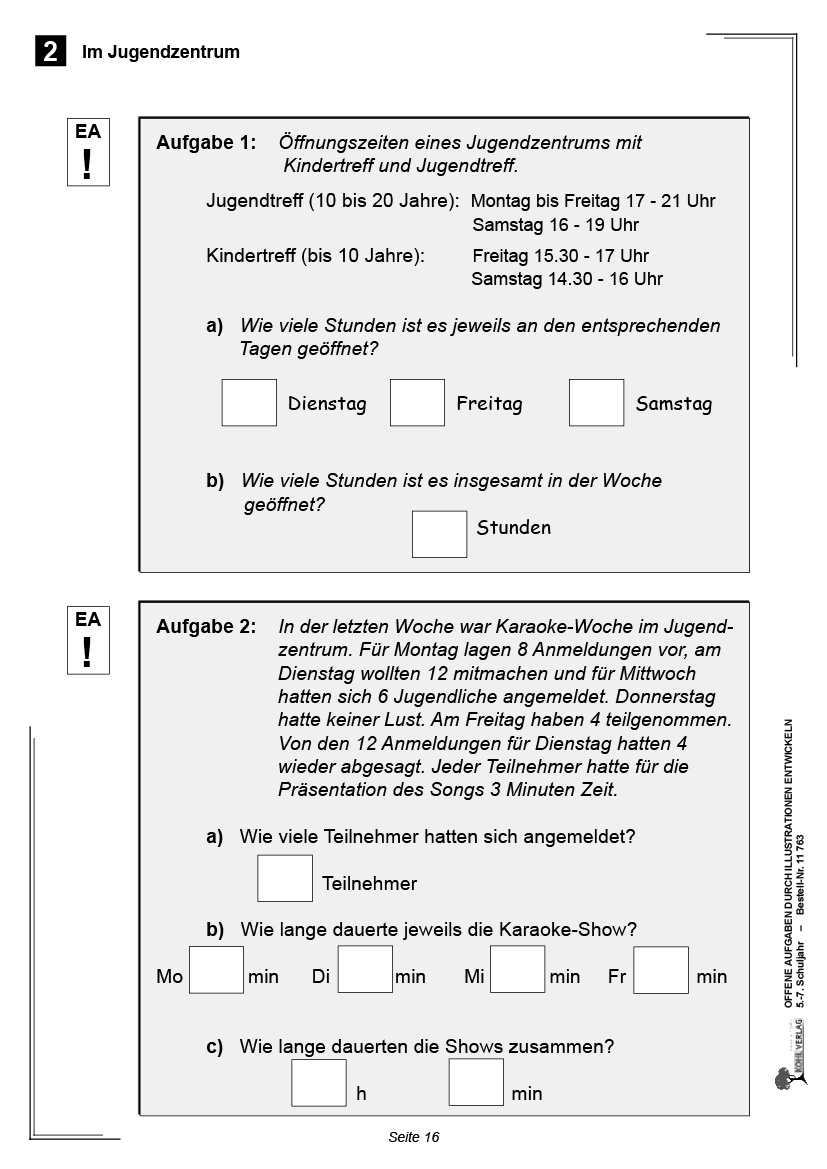 Offene Aufgaben durch Illustrationen entwickeln / Klasse 5-7