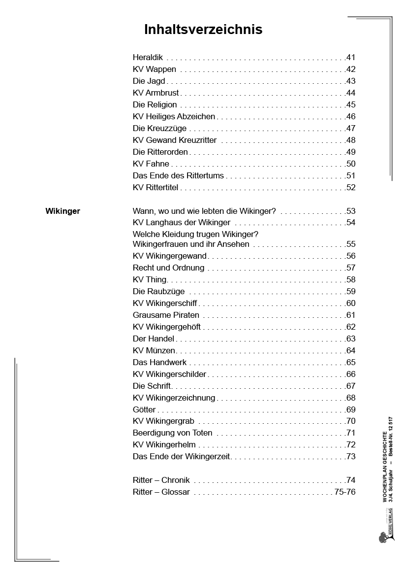 Wochenplan Geschichte