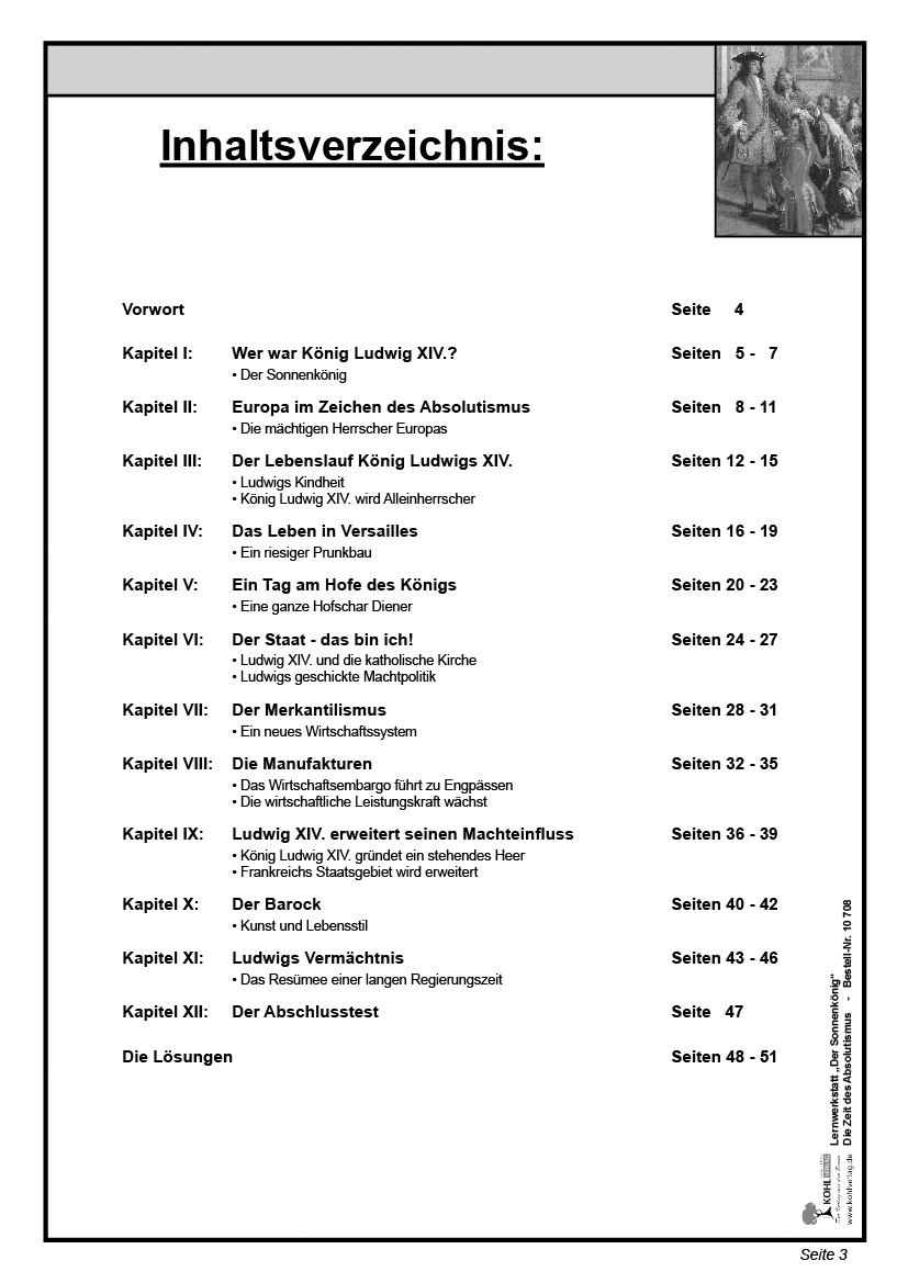 Lernwerkstatt Der Sonnenkönig (Ludwig XIV.)