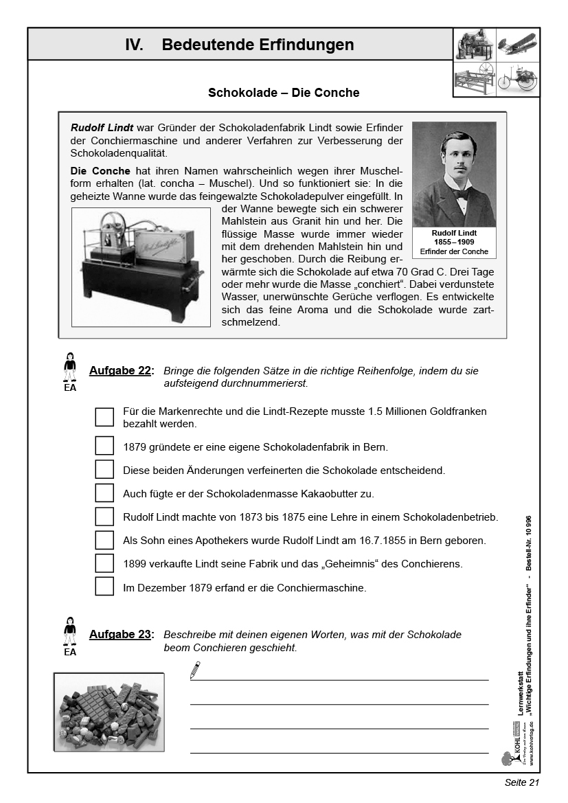 Lernwerkstatt Wichtige Erfindungen und ihre Erfinder