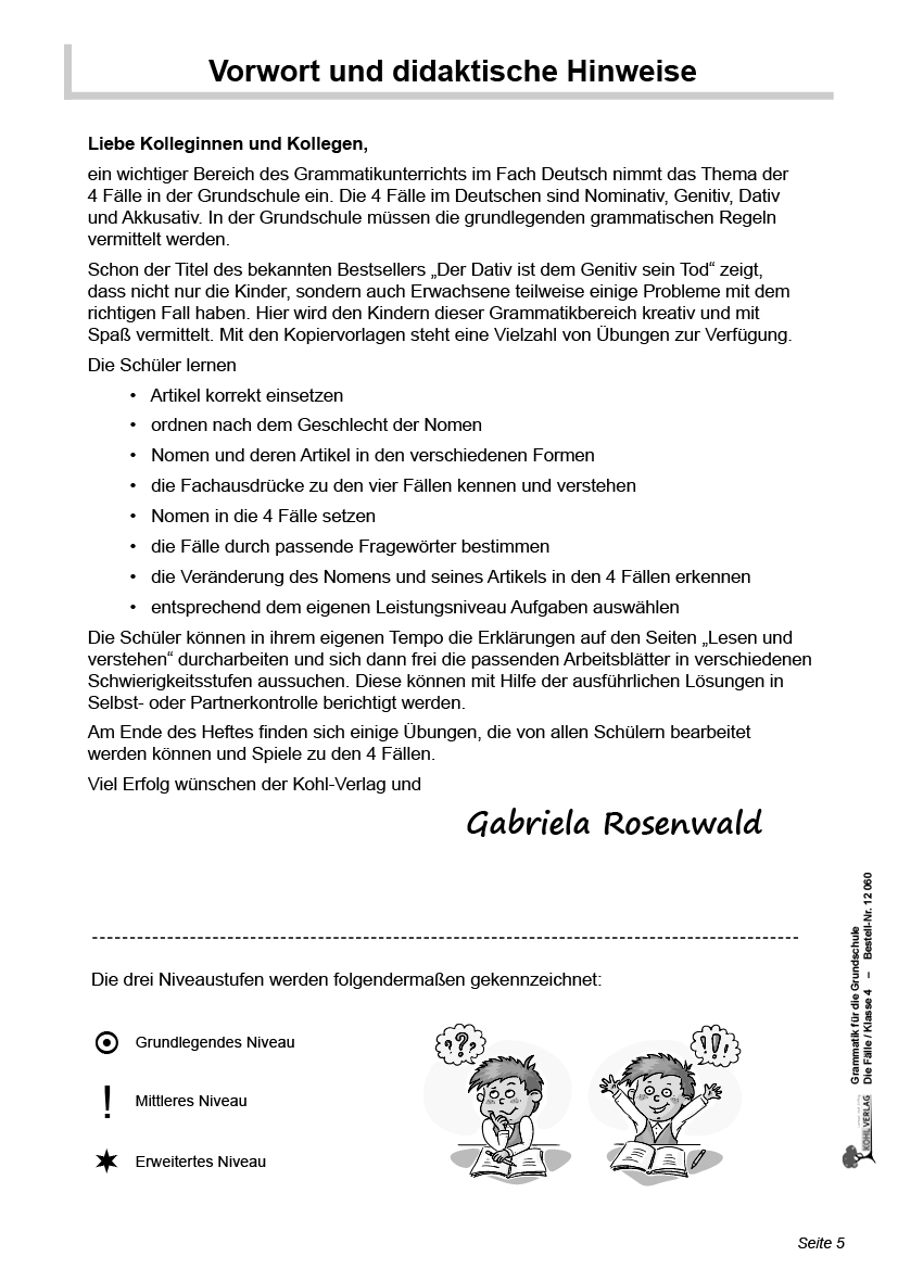 Grammatik für die Grundschule - Die Fälle / Klasse 4