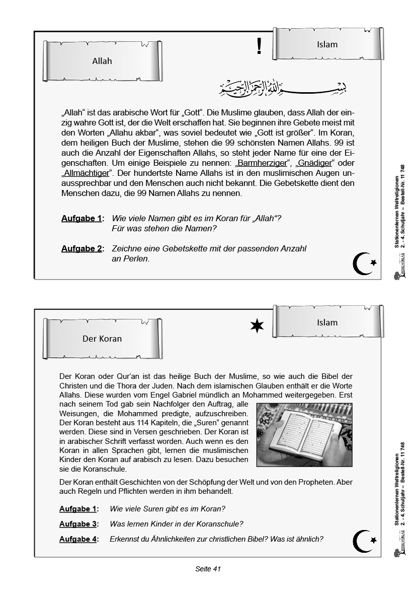 Stationenlernen Weltreligionen / Klasse 2-4