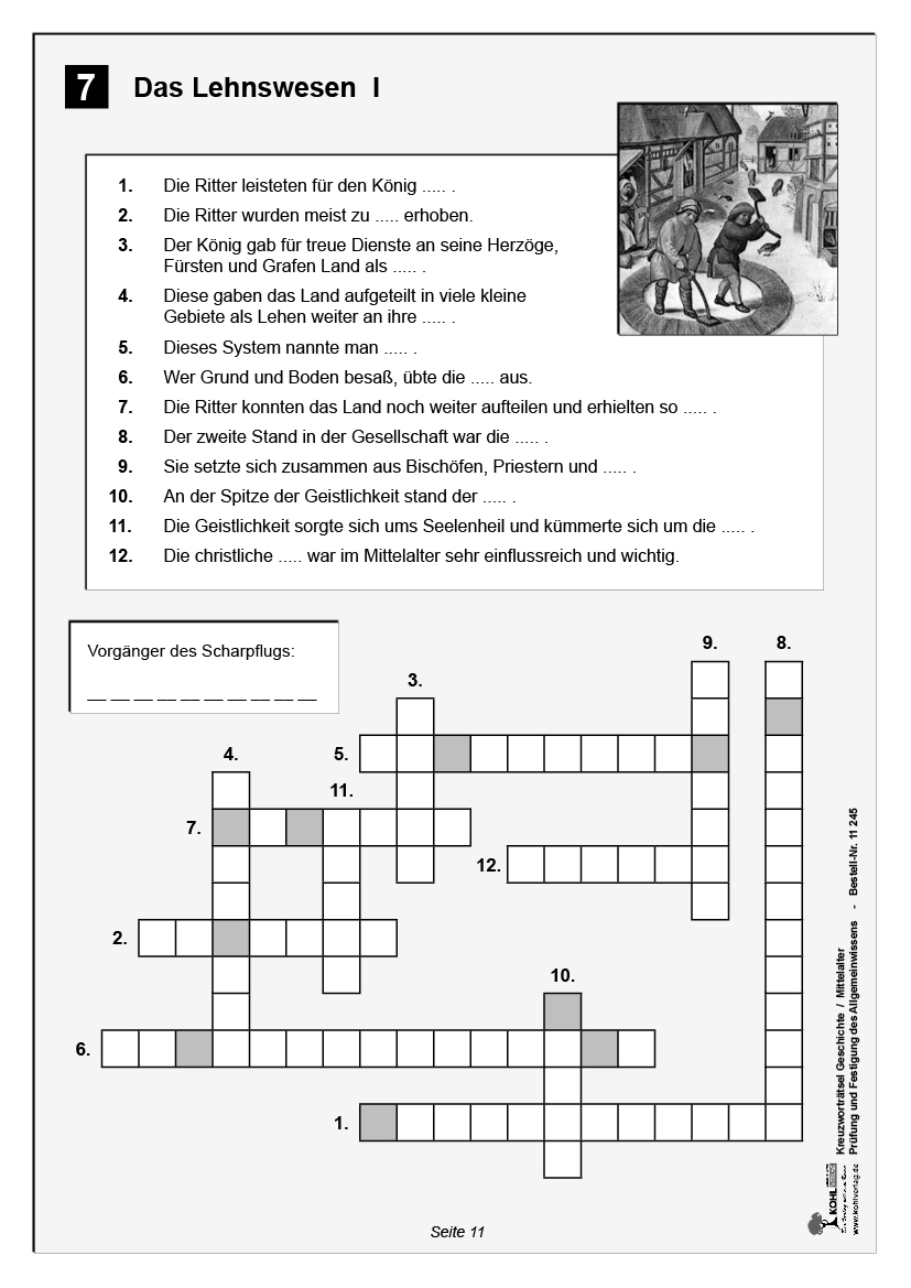 Kreuzworträtsel Geschichte / Mittelalter