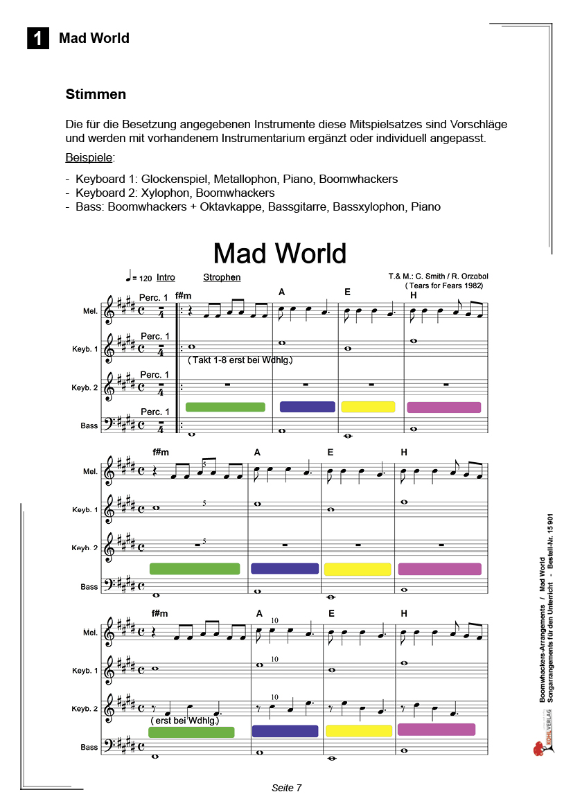 Boomwhackers-Arrangements - Mad World
