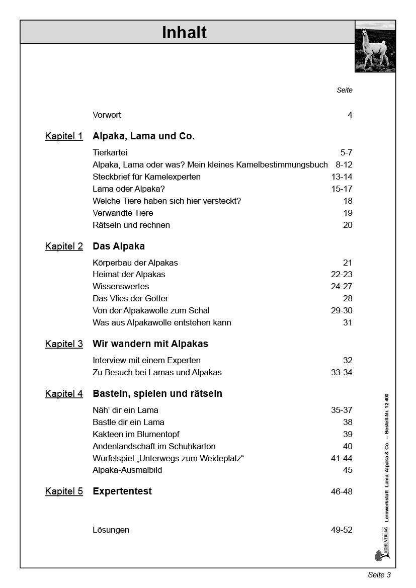 Lernwerkstatt Lama, Alpaka & Co