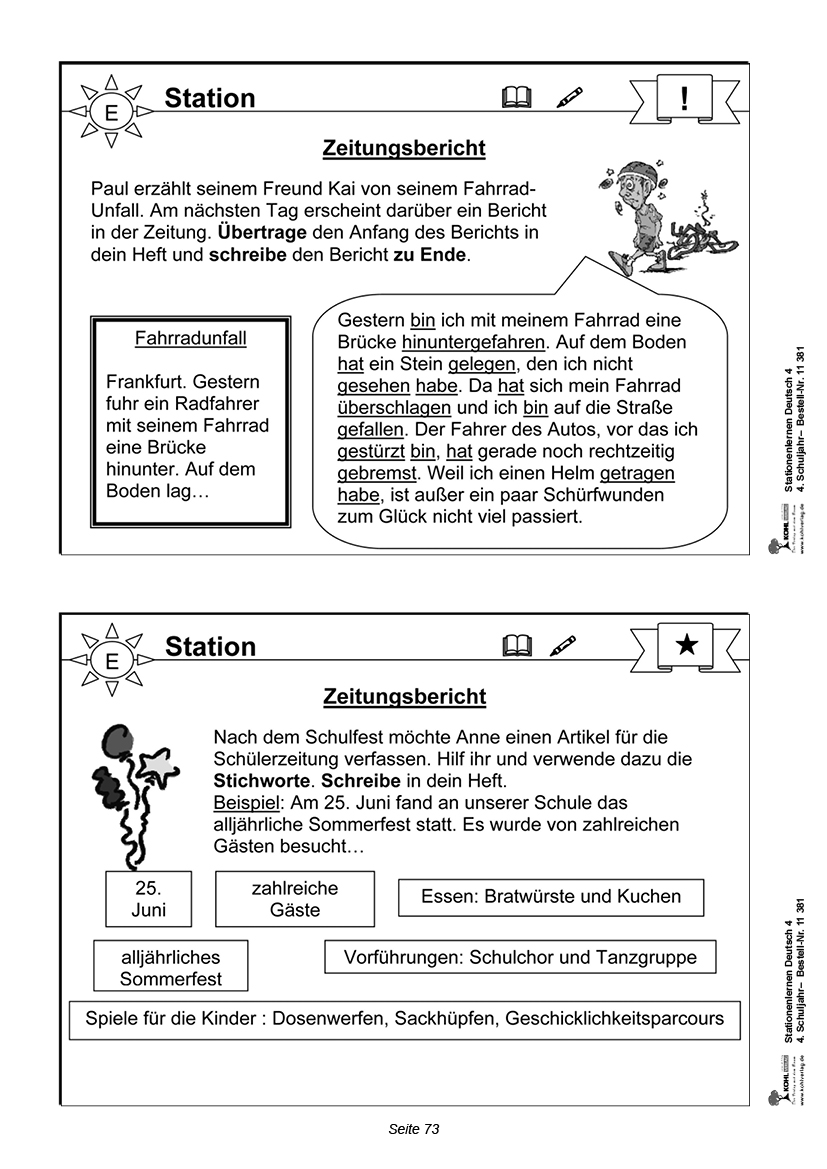 Stationenlernen Deutsch / Klasse 4