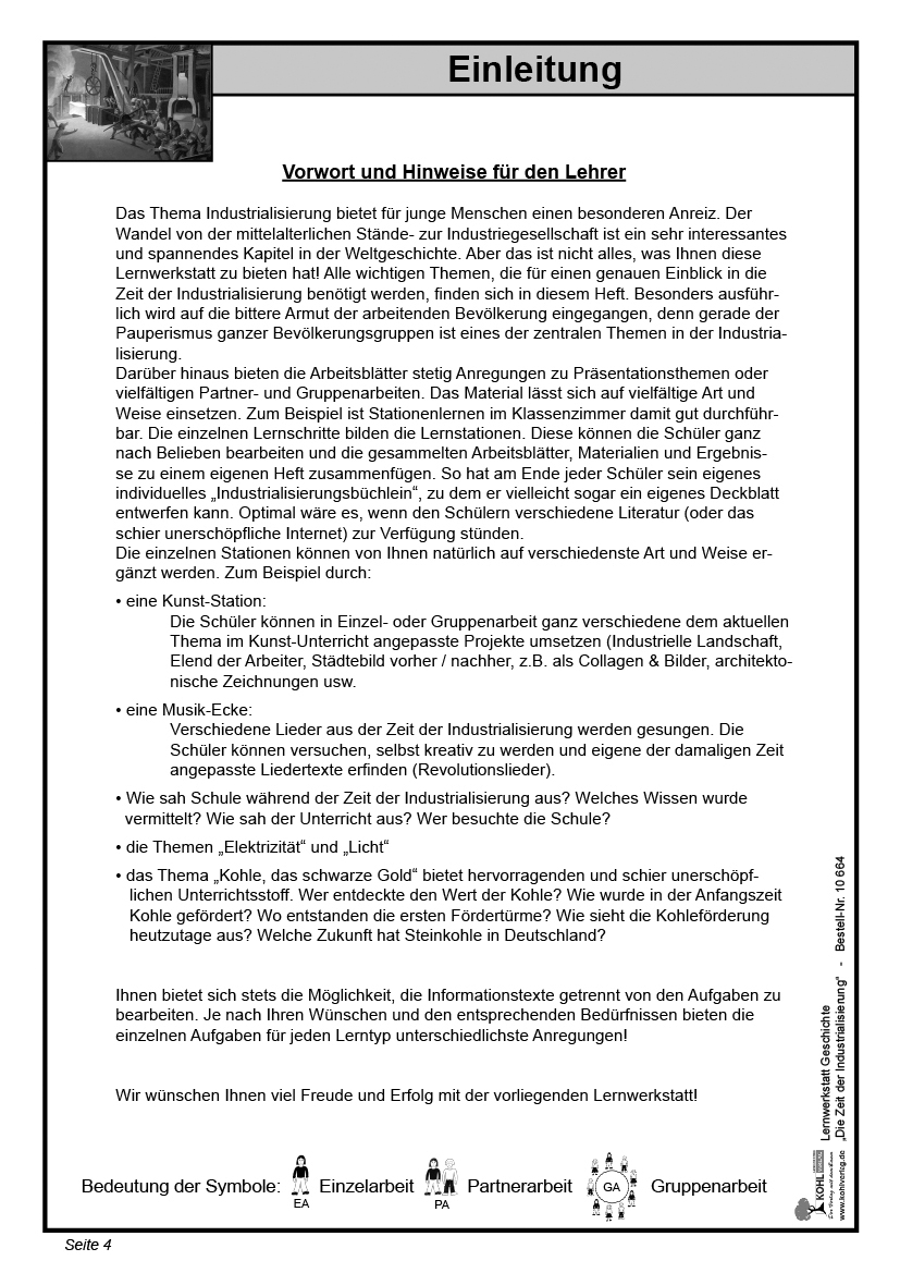 Lernwerkstatt Die Zeit der Industrialisierung Lernwerkstatt Die Zeit der Industrialisierung