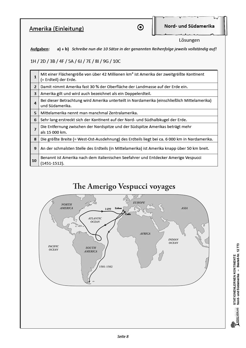 Stationenlernen Kontinente / Nord- und Südamerika