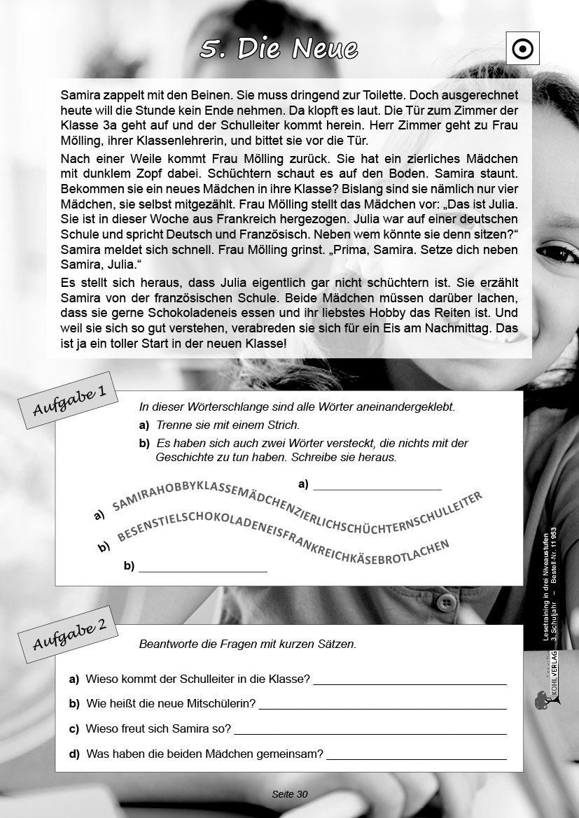 Lesetraining in drei Niveaustufen / Klasse 3
