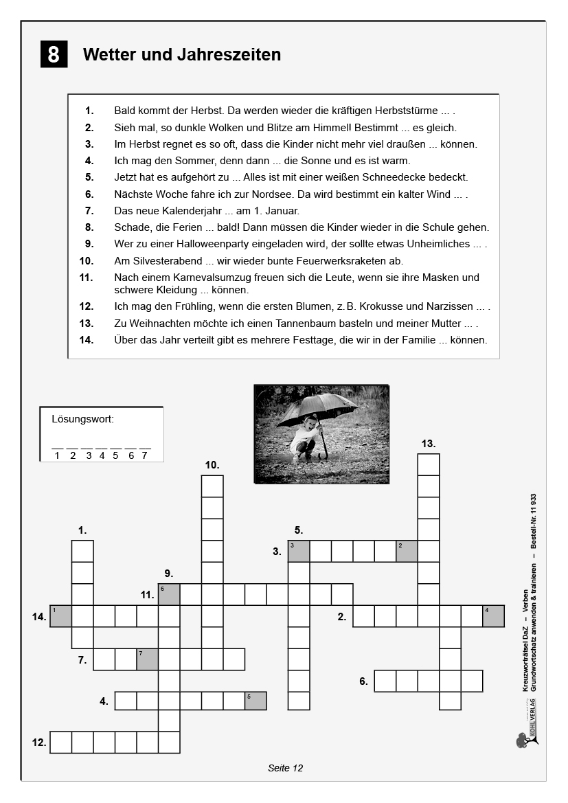 Kreuzworträtsel DaZ - Verben