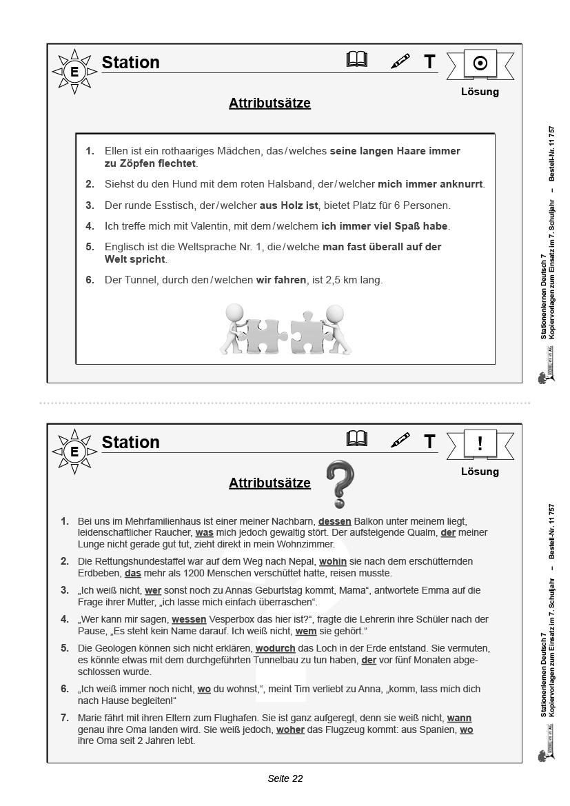 Stationenlernen Deutsch / Klasse 7