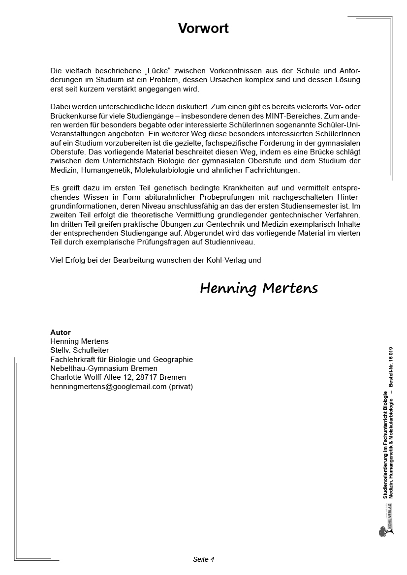 Studienorientierung Biologie - Band 1: Medizin, Humangenetik & Molekularbiologie