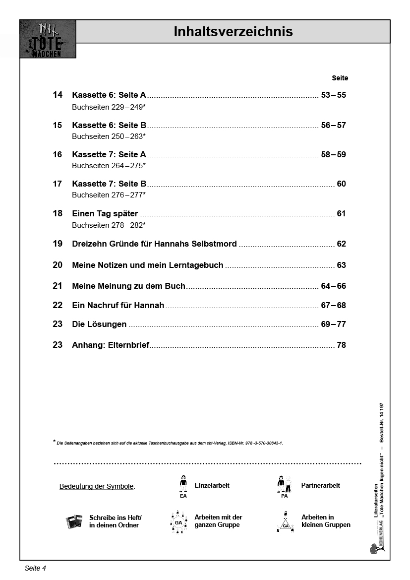 Tote Mädchen lügen nicht - Literaturseiten