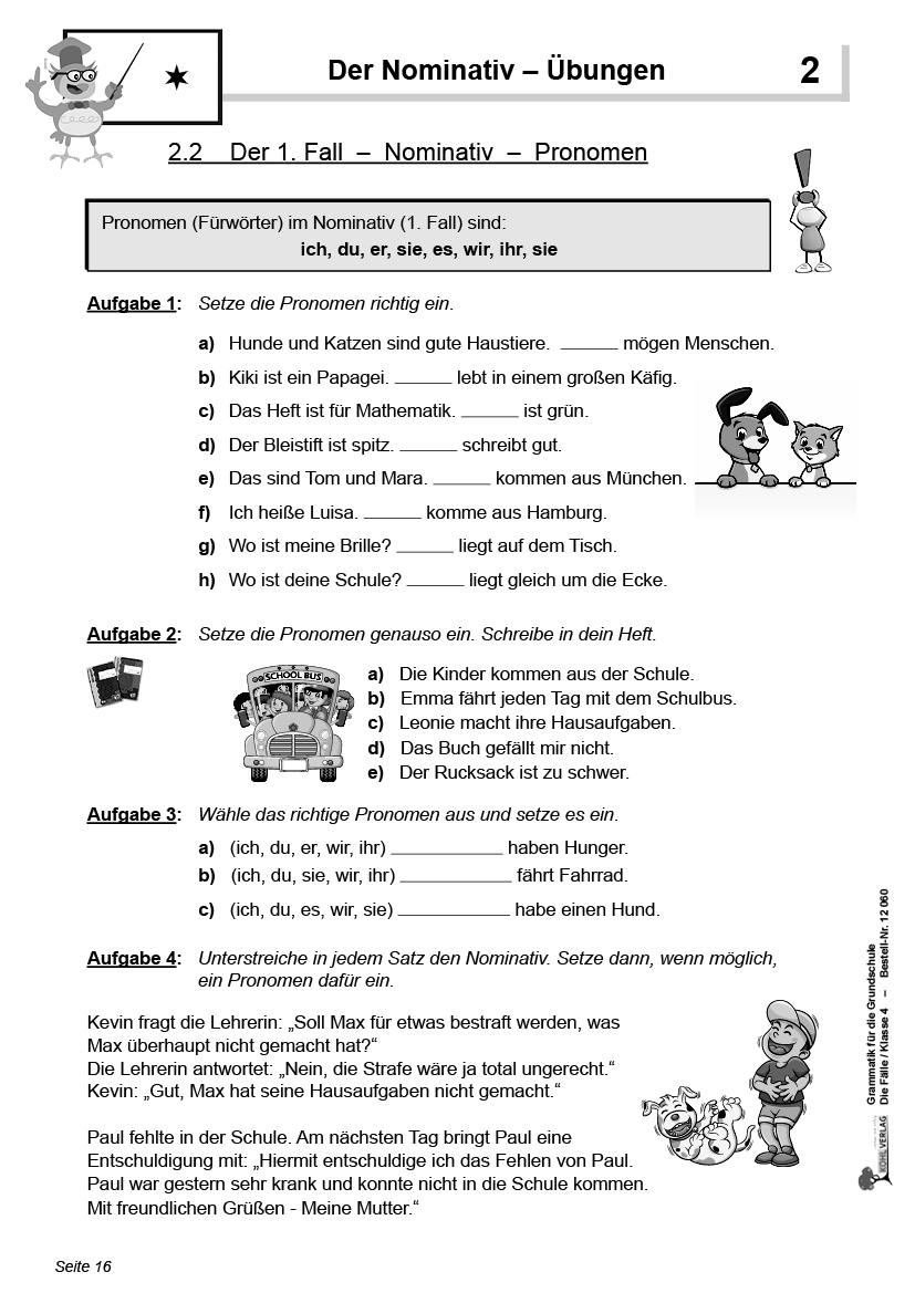 Grammatik für die Grundschule - Die Fälle / Klasse 4