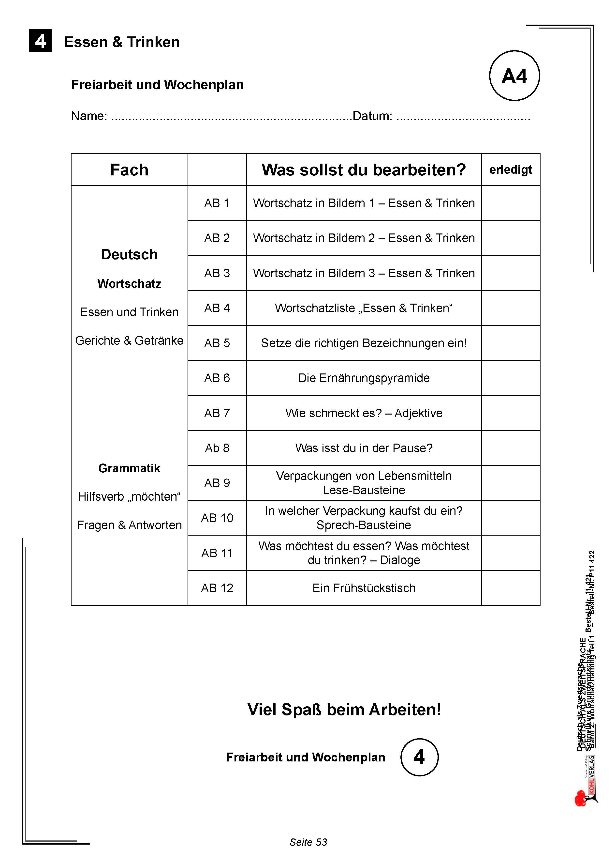 Deutsch als Zweitsprache: Essen