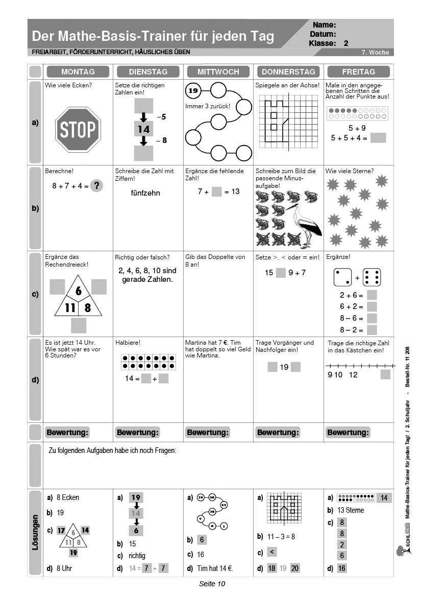 Mathe-Basics-Trainer / Klasse 2