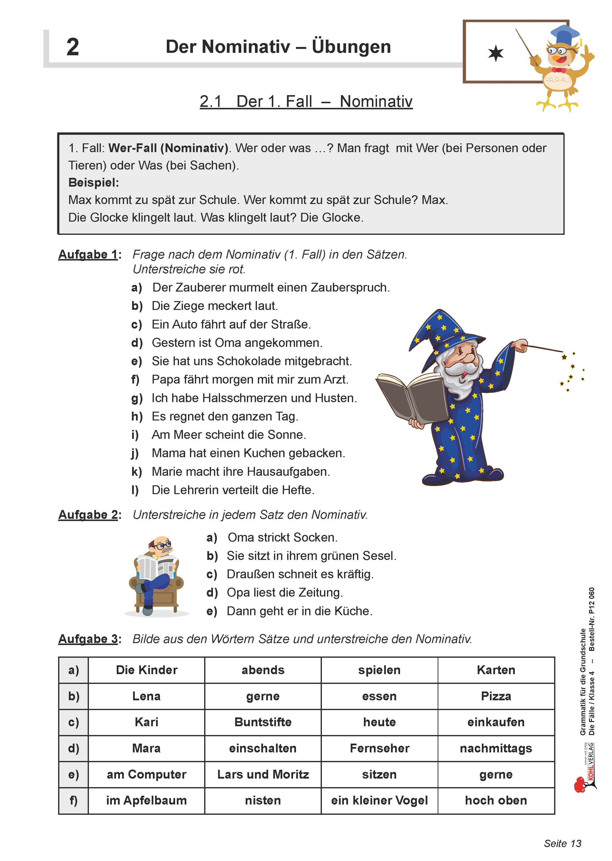 1. Fall – Nominativ - Klasse 4