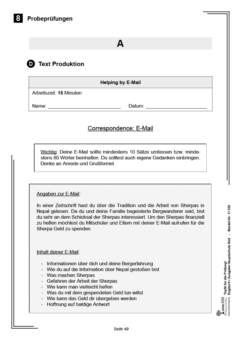 Topfit für die Prüfung - Englisch - Abschluss 9. Klasse (Ausgabe Hauptschule Süd)