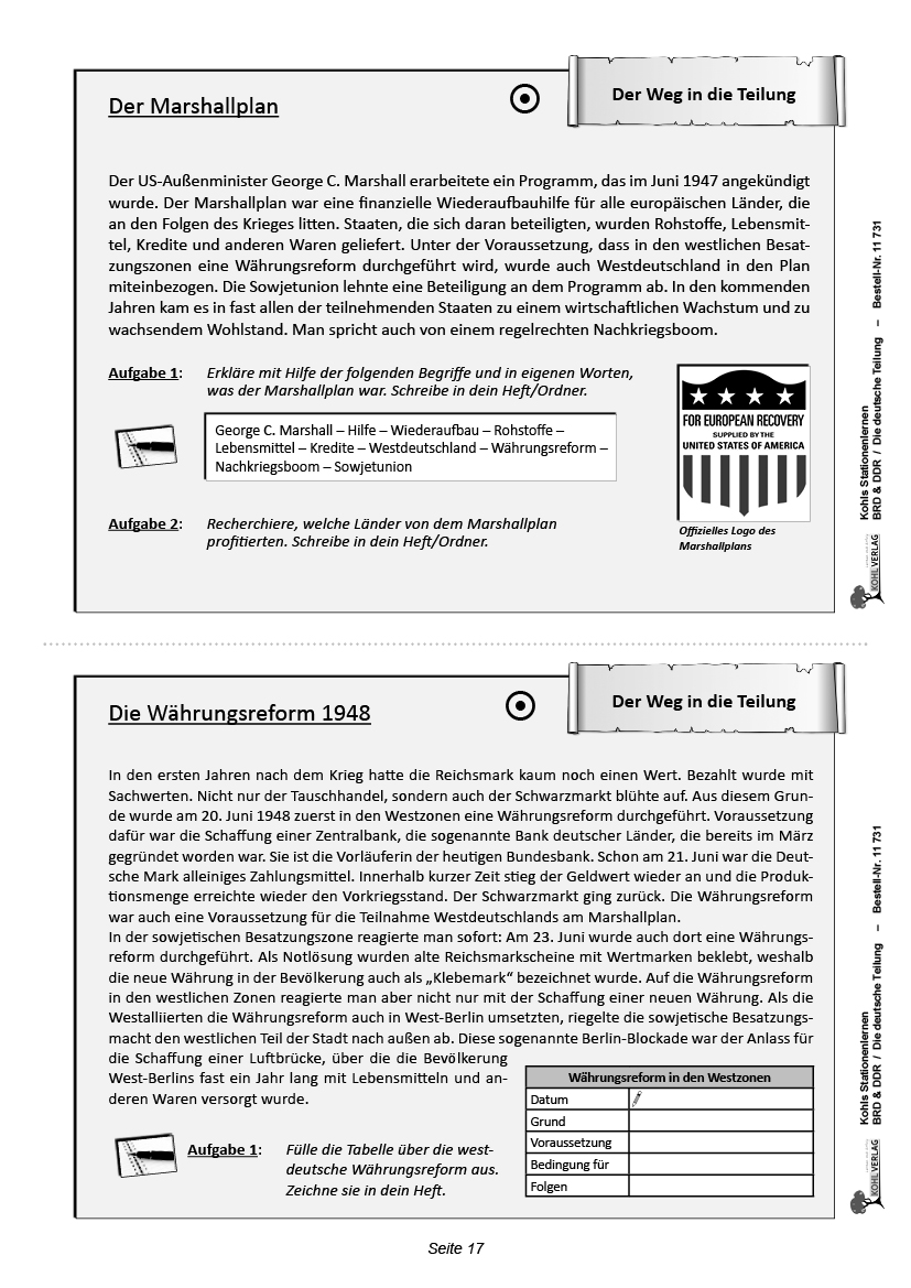 Stationenlernen BRD und DDR / Die deutsche Teilung