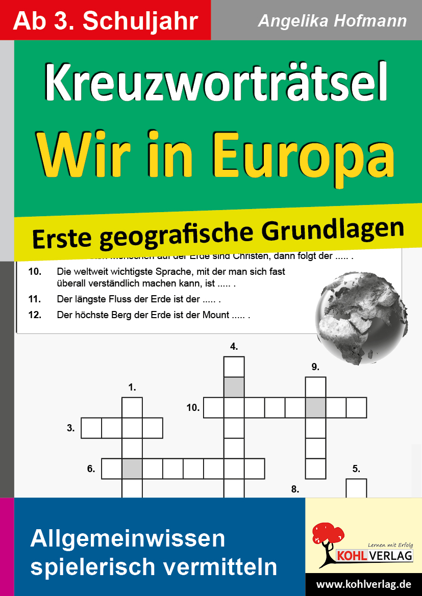 Kreuzworträtsel Wir in Europa - Erste geographische Grundlagen