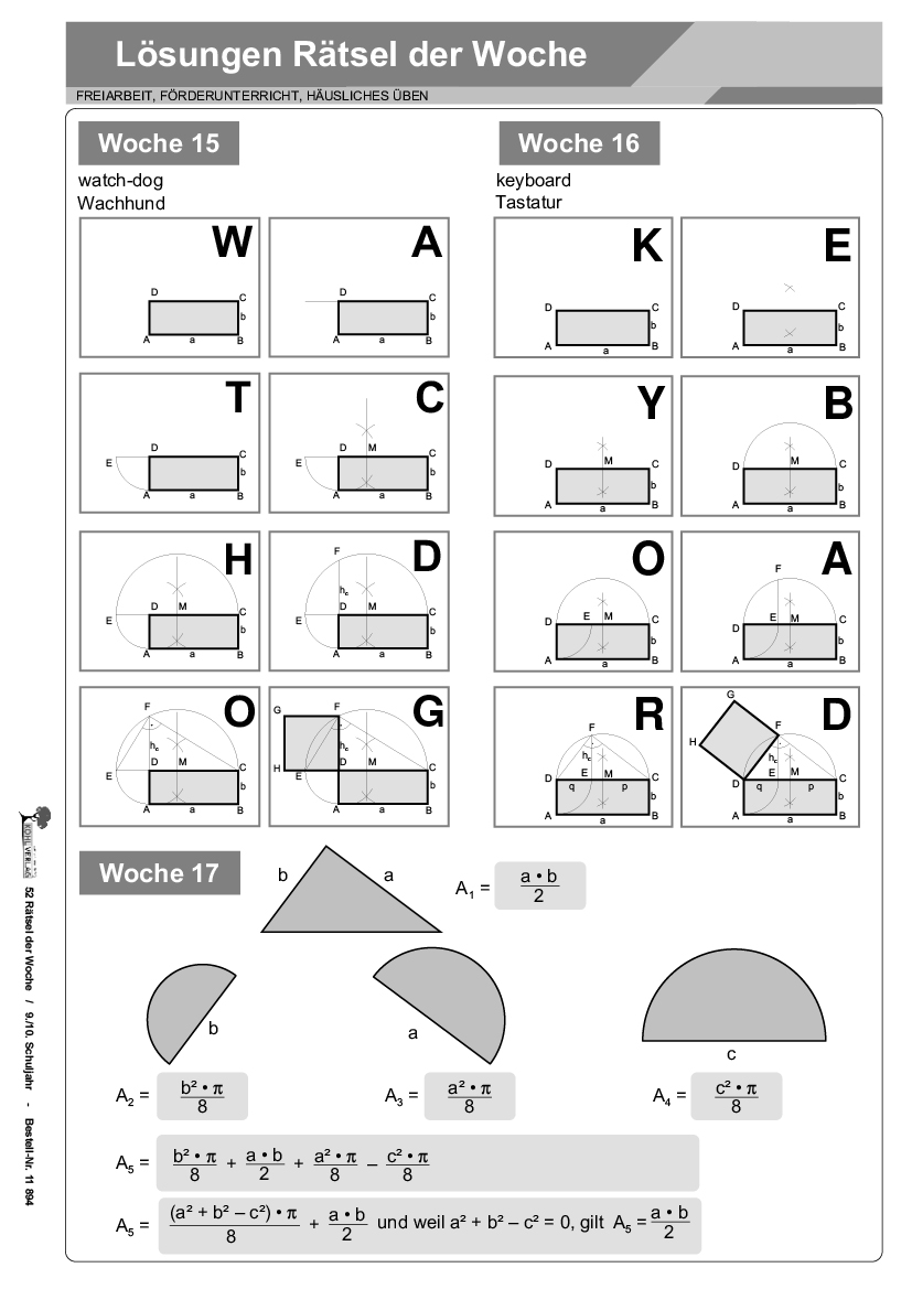 52 Rätsel der Woche / Klasse 9-10