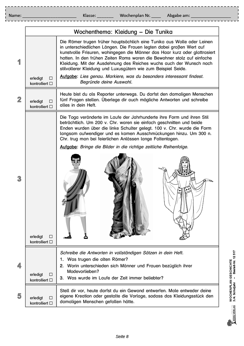 Wochenplan Geschichte