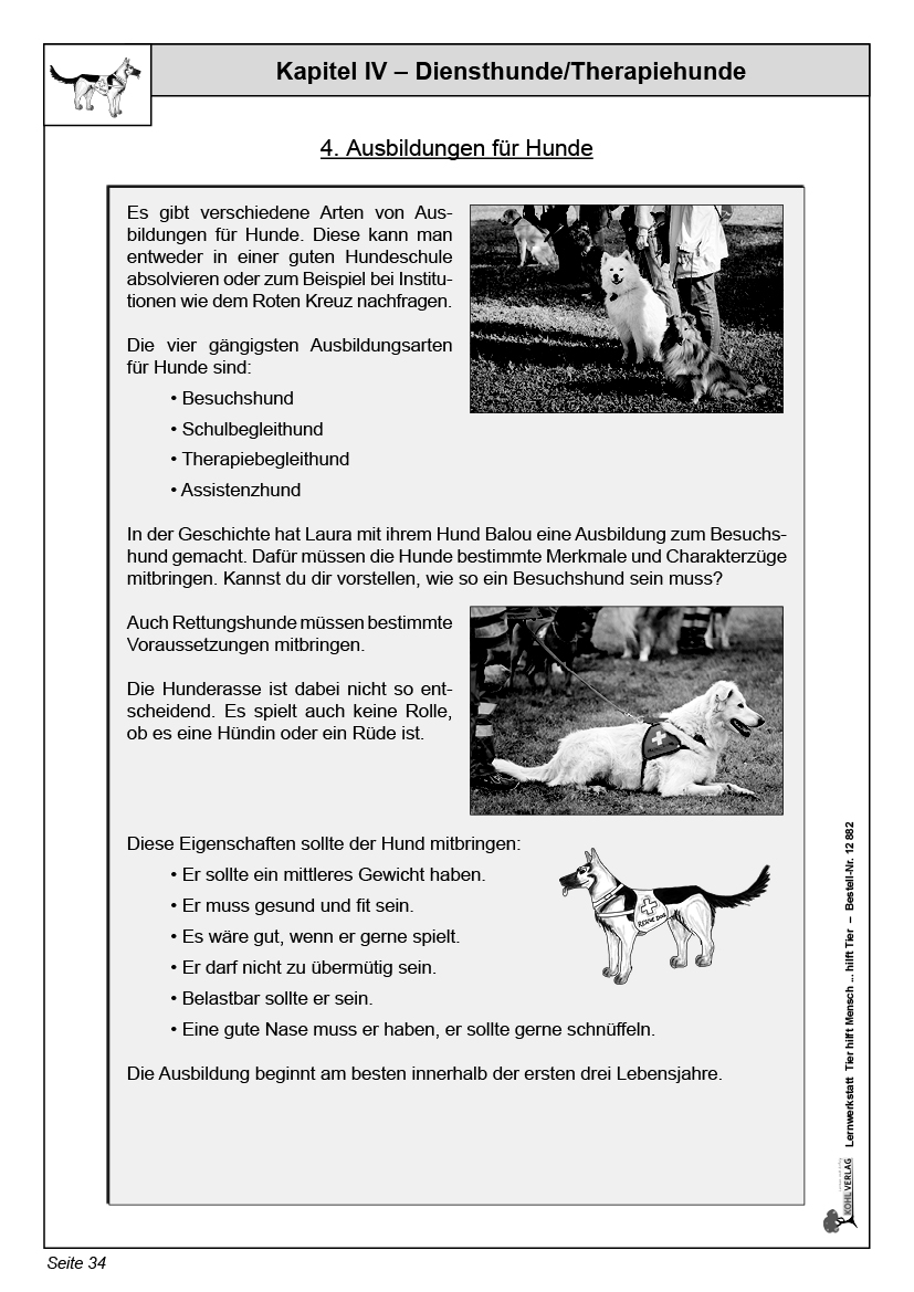 Lernwerkstatt Tier hilft Mensch ... hilft Tier Lernwerkstatt Tier hilft Mensch ... hilft Tier