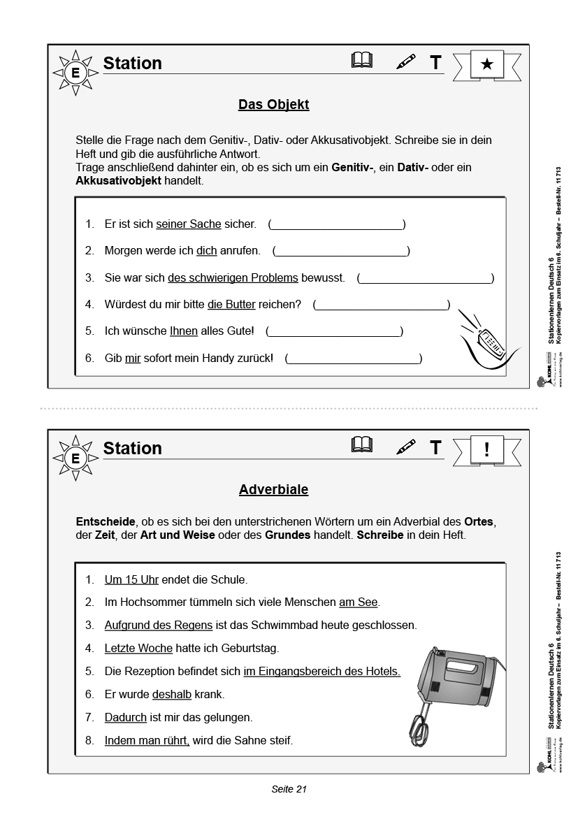 Stationenlernen Deutsch / Klasse 6