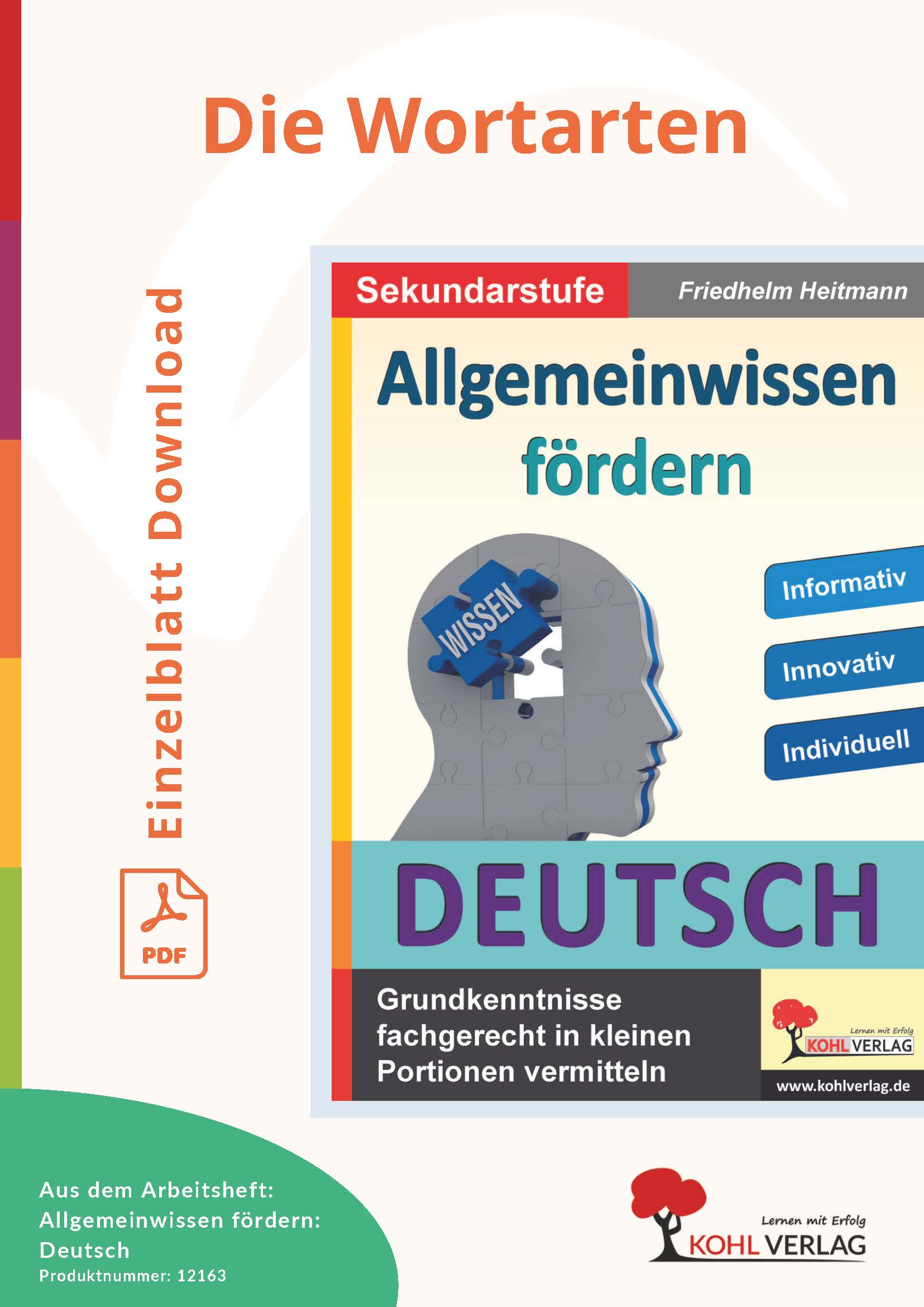 Allgemeinwissen fördern DEUTSCH: Die Wortarten Allgemeinwissen fördern DEUTSCH: Die Wortarten