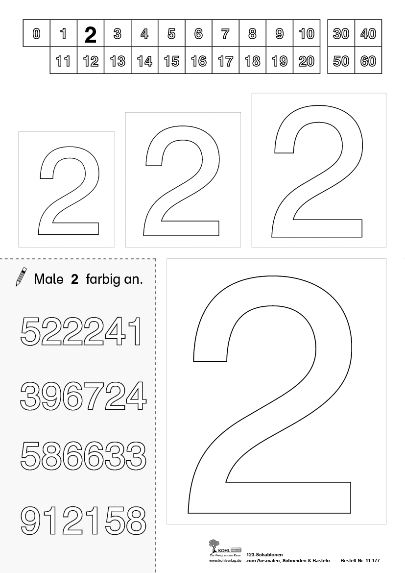 123-Schablonen zum Ausmalen, Schneiden und Basteln