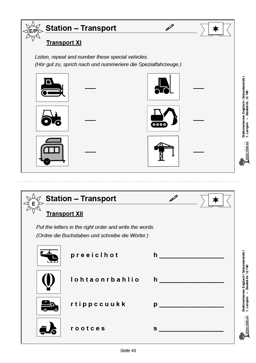 Stationenlernen Englisch / 1. Lernjahr