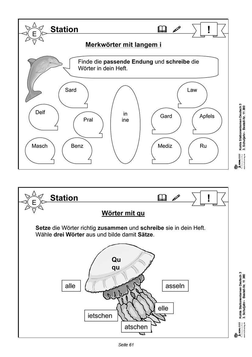 Stationenlernen Deutsch / Klasse 3