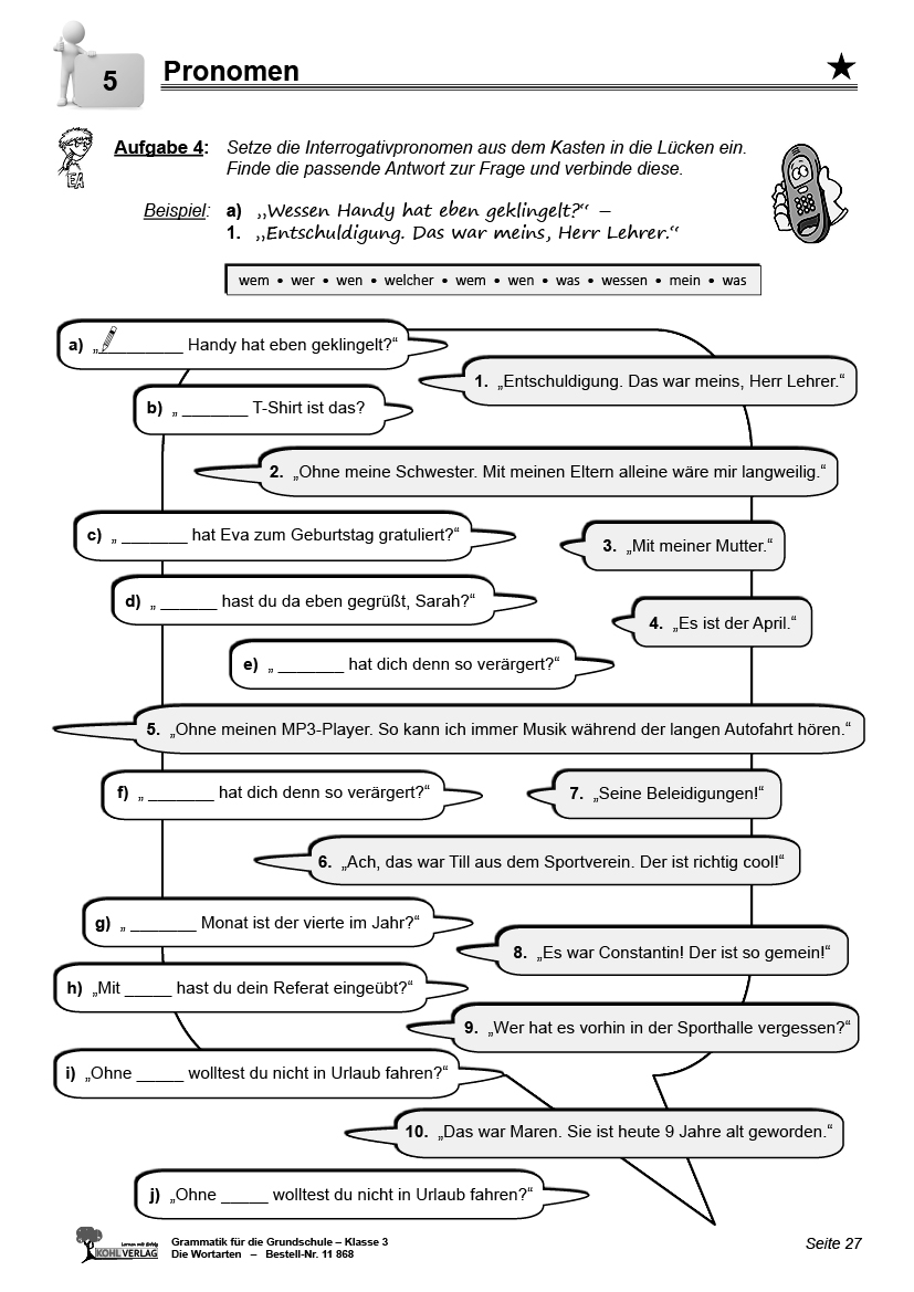 Grammatik für die Grundschule - Die Wortarten / Klasse 3