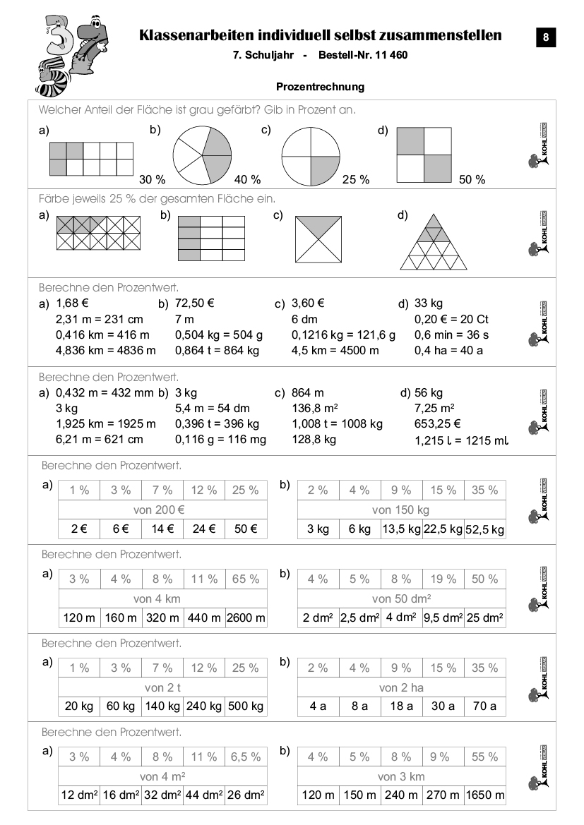 Klassenarbeiten MATHE / Klasse 7