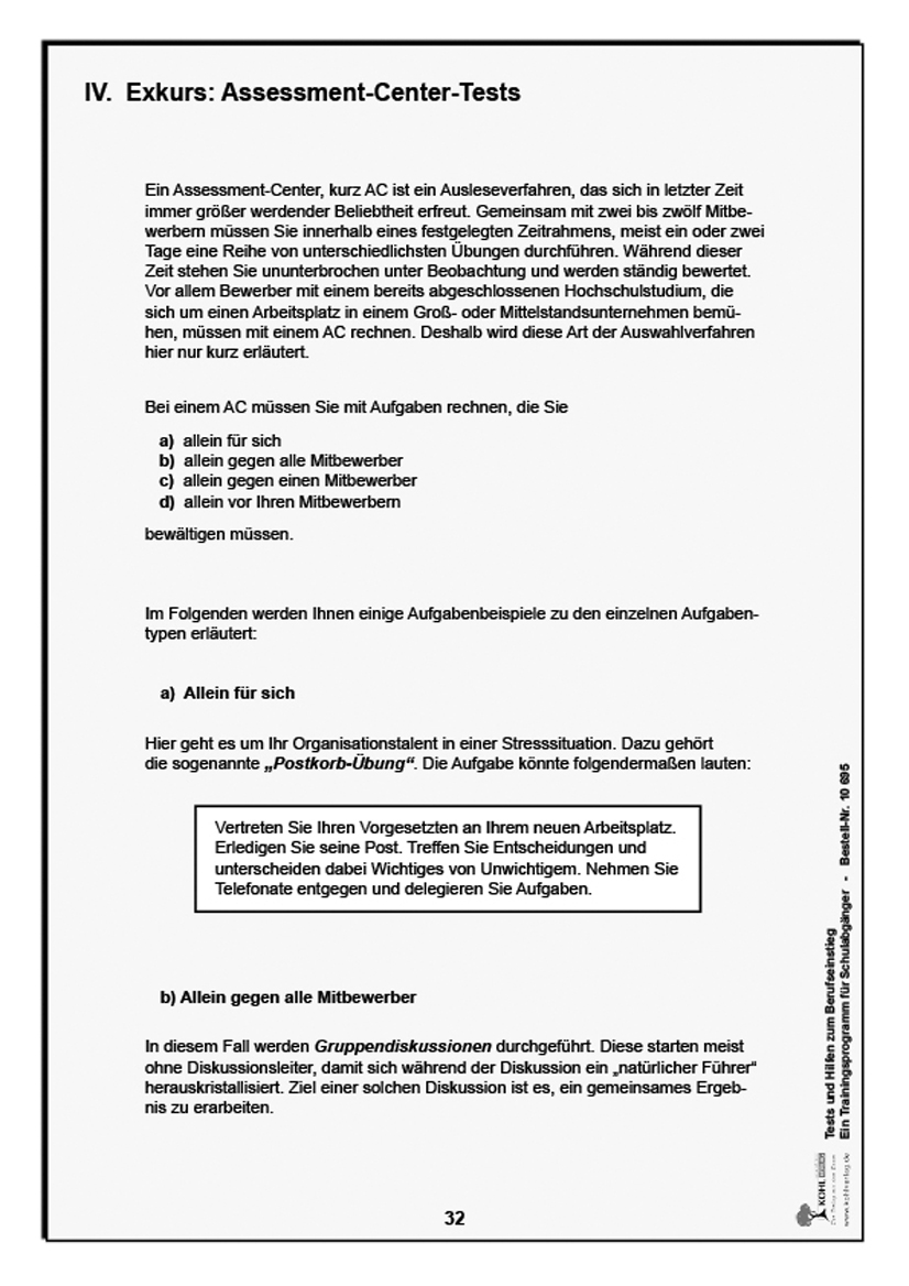 Tests und Hilfen zum Berufseinstieg