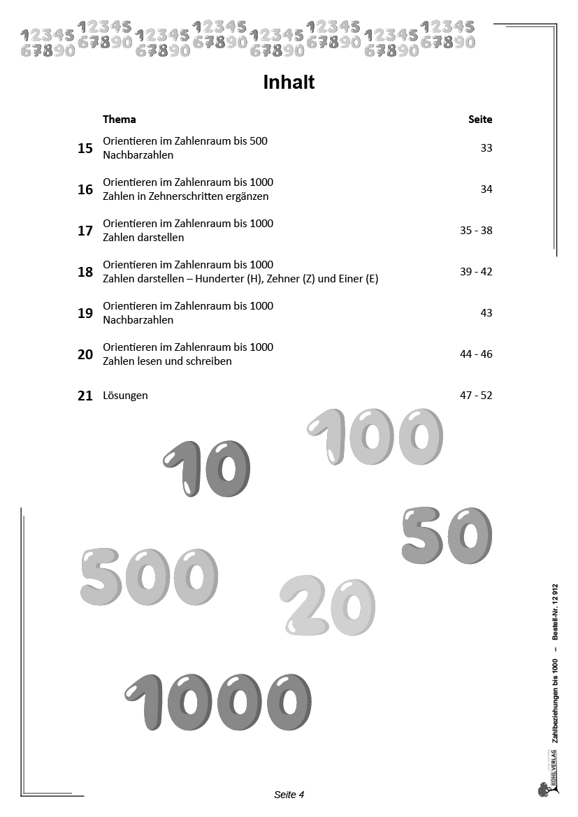 Zahlbeziehungen bis 1000