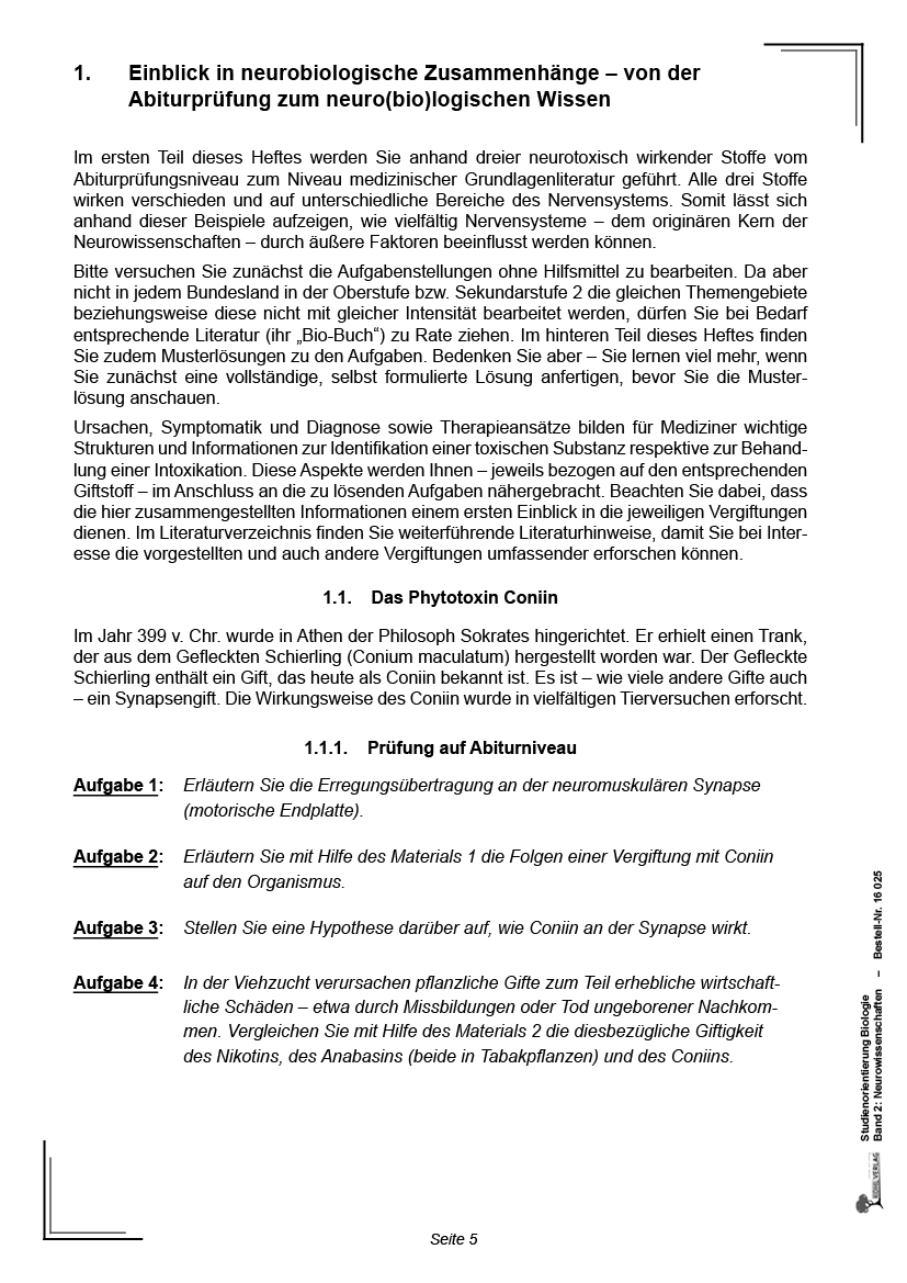 Studienorientierung Biologie - Band 2: Neurowissenschaften