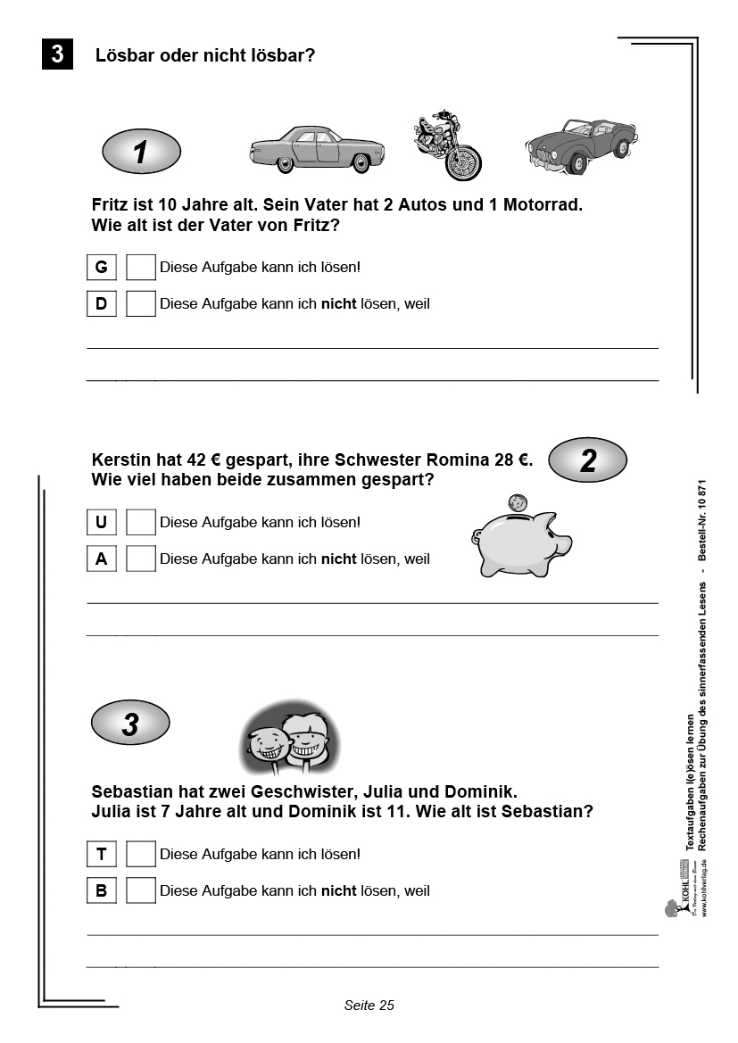 Textaufgaben lösen lernen / Klasse 3-4