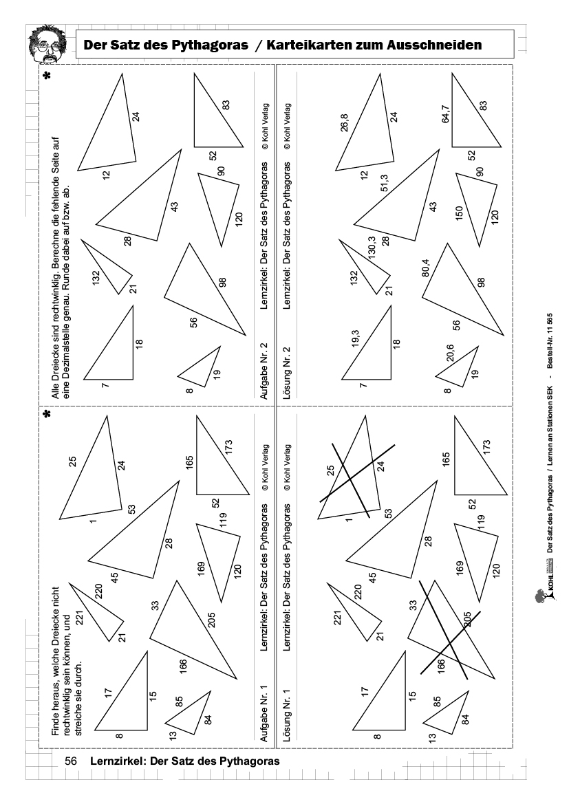 Der Satz des Pythagoras - Lernen an Stationen