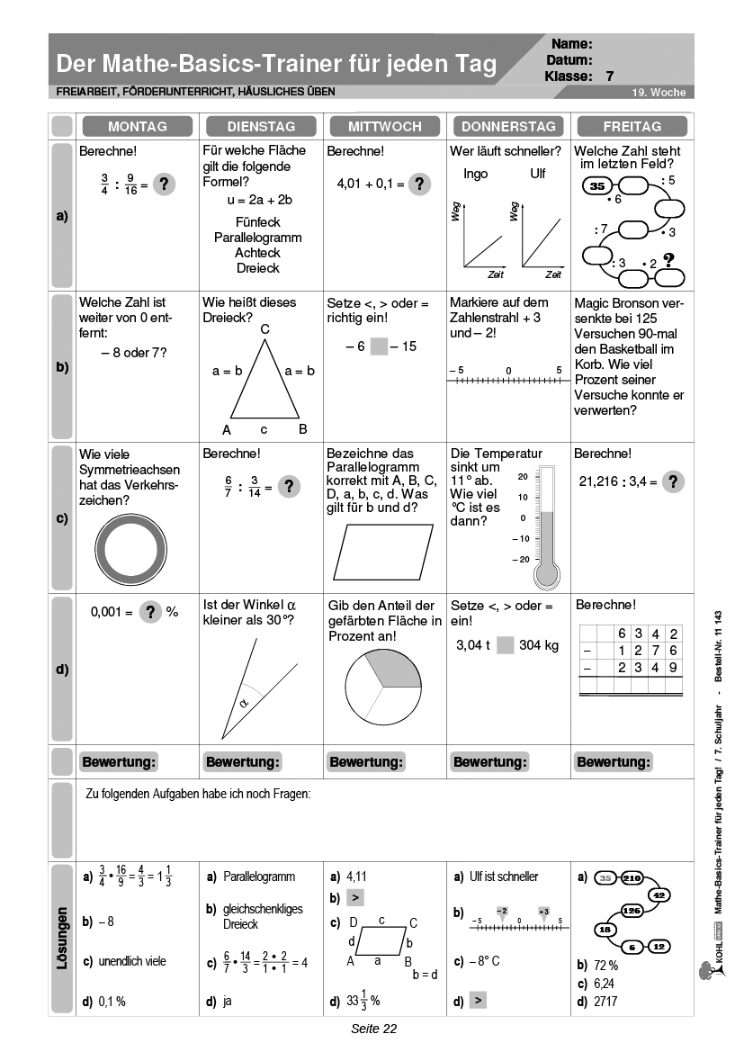 Mathe-Basics-Trainer / Klasse 7