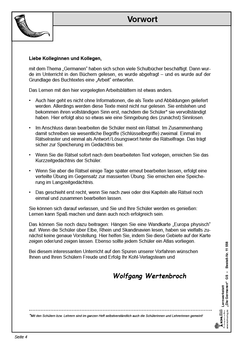 Lernwerkstatt Die Germanen / Grundschule