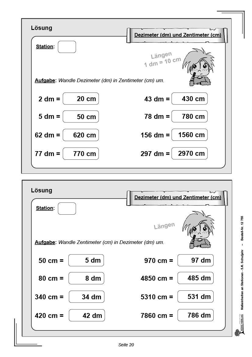 Maßeinheiten an Stationen / Klasse 5-6